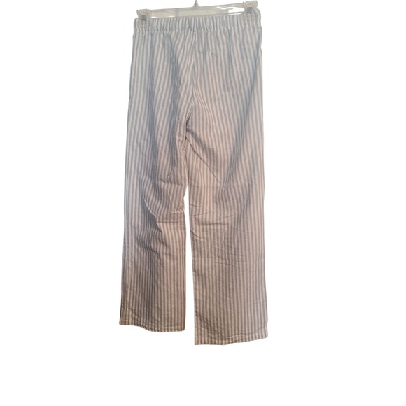 H&M Womens Pants White/Gray Small High Rise‎ Wide Leg Elastic Waist Pull On - Picture 2 of 4